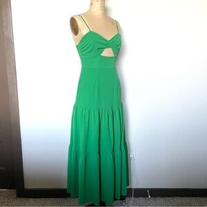 Crepe Tiered Maxi Peasant Dress